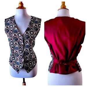 Vintage Bobbie Brooks Christmas Brocade 1990s Vest - Large